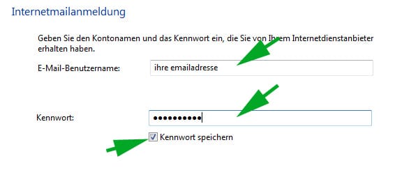 E-Mail-Adresse eintragen
