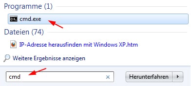 IP Adresse vom Router herausfinden mit Windows 7 und Vista