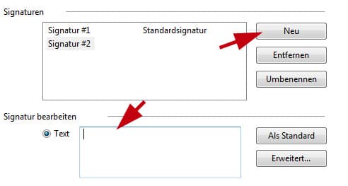 Signatur Visitenkarte in Mails einfügen Windows Mail