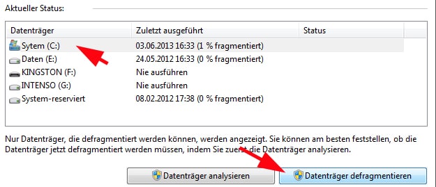 Festplatte mit Windows 7 defragmentieren - schneller machen