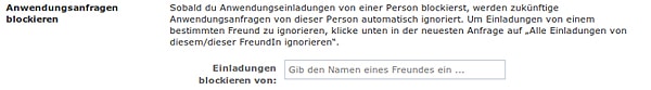 Facebook Anwendungsanfrage deaktivieren Kontakt blockieren