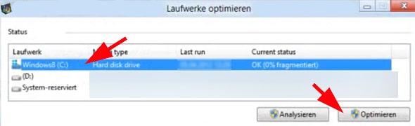 Festplatte mit Windows 8 defragmentieren