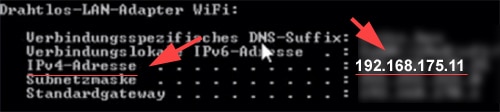 Anzeige der IP-Adresse bei Windows 8
