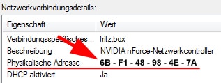 Physikalische Adresse Windows 7 herausfinden