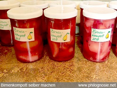 Birnen einkochen Birnenkompott einwecken