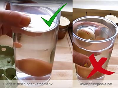 Eiertest Ei im Wasser Methode
