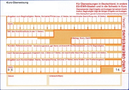 Überweisung in Ausland mit IBAN und BIC