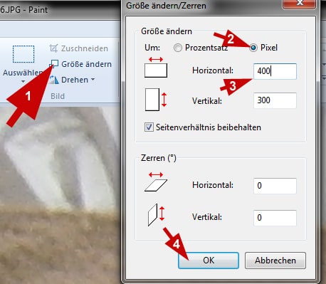 Bilder und Fotos kostenlos mit Windows Paint verkleinern Bildgröße anpassen