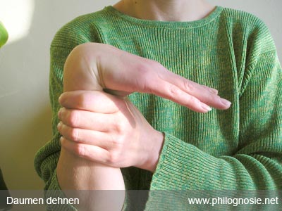 Hand Daumen dehnen Dehnung