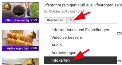 Infokarten auf Youtube Videos einbinden einbauen
