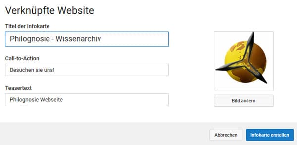 Infokarte f&uuml;r Links erstellen