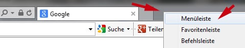 Menü Menüleiste beim Internet Explorer anzeigen