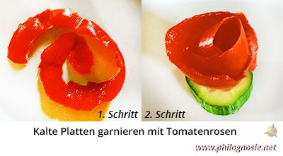 Kalte Platten dekorieren - Tomatenröschen selbst machen