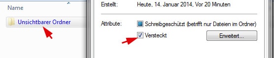 Windows 7 Ordner verstecken unsichtbar machen 1 Schritt