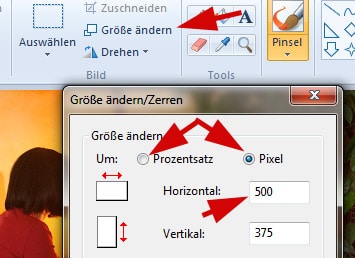 Bildgröße anpassen Bilder verkleinern mit Paint 3