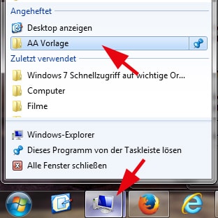 Schnellzugriff auf wichtigen Ordner eingerichtet