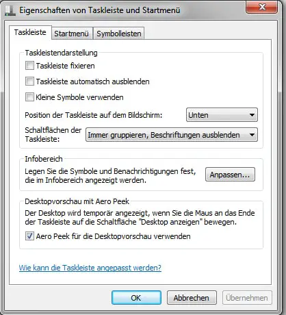 Taskleiste Design ändern anpassen gestalten