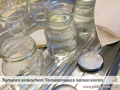 Tomaten einkochen einmachen konservieren Gläser vorbereiten