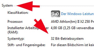 Windows Version 32 oder 64 Bit anzeigen lassen