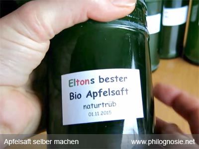 selbst gemachten Apfelsaft lagern