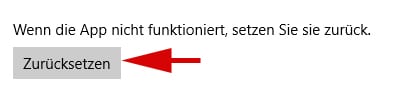Apps reparieren Zurücksetzen mit Windows 10