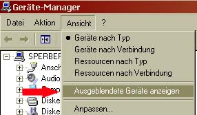 ausgeblendete Geräte anzeigen