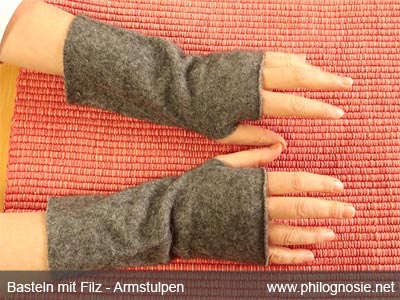 warme Armstulpen Pulswärmer aus filz basteln