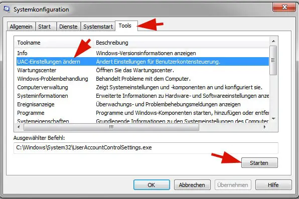 Benutzerkontensteuerung abschalten deaktivieren ausschalten 2 Schritt