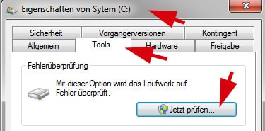 Checkdisk chkdsk ausführen Windows 7 Vista