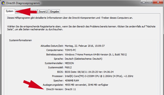 DirectX anzeigen lassen Windows 7
