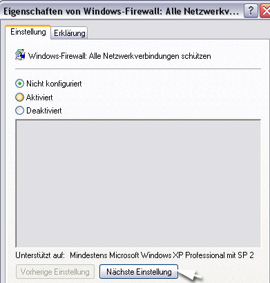 Firewall Konfiguration