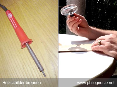 Schrift Bilder in Holz brennen