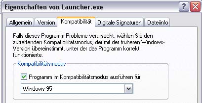 Kompatibilit&auml;tsmodus f&uuml;r alte Programme und Spiele