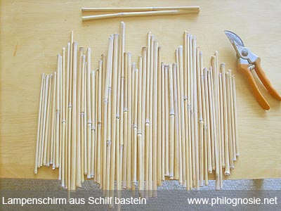 Lampenschirm aus Schilf selber machen bauen 1.Schritt