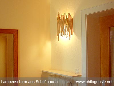 selbst gemachter Lampenschirm aus Schilf