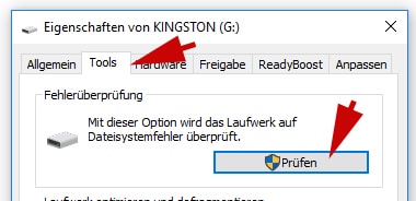 Laufwerke Festplatten USB Sticks Fehlerprüfung Windows 10