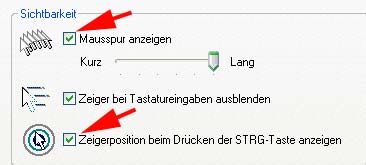 Mauszeiger besser sichtbar machen