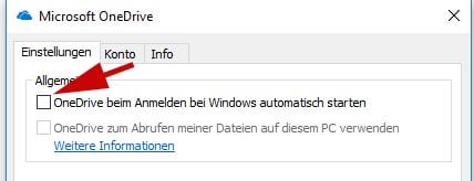 Onedrive einrichten abschalten deaktivieren 2