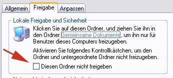 Ordner für andere Benutzerkonten freigeben