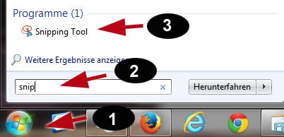 screenshots mit Windows 7 snipping Tool erstellen machen