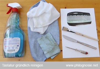 Tastatur Keyboard Utensilien zur Reinigung