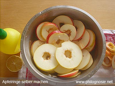 Apfelringe selber machen Zitronensäure haltbar machen