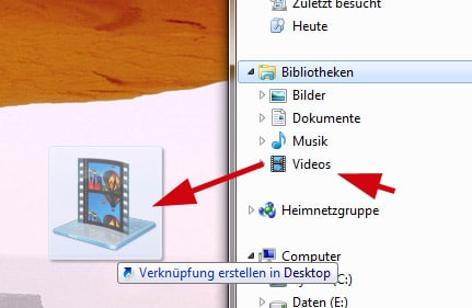 Verkn&uuml;pfung auf den Desktop erstellen