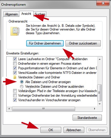 Versteckte Ordner mit Windows Vista anzeigen lassen / sichtbar machen