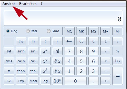 Win 7 Taschenrechner Optionen