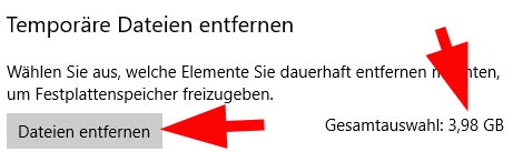 Temp Dateien löschen Speicher freigeben