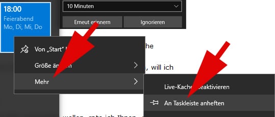 PC Wecker Windows 10 Taskleiste anheften