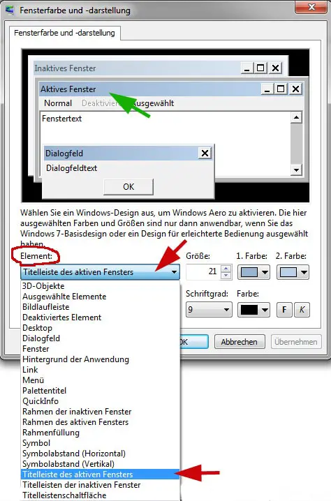 Schriftgröße und Schriftart selbst einstellen und anpassen bei Windows 7 und Vista