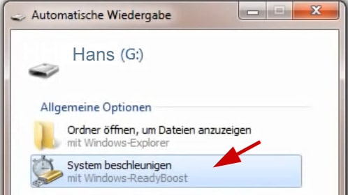 Windows 7 mit USB-Stick (ReadyBoost) schneller machen ...