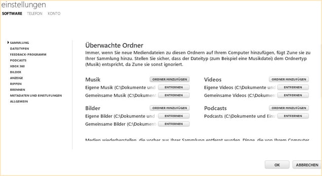 Zune Software verwalten installieren Handy PC